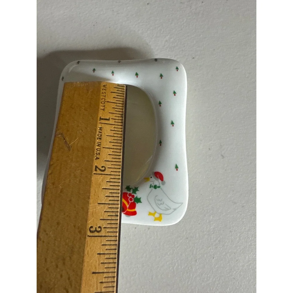 Vintage Christmas Ceramic Mini Picture Frame Geese Santa Hat Made Japan goose